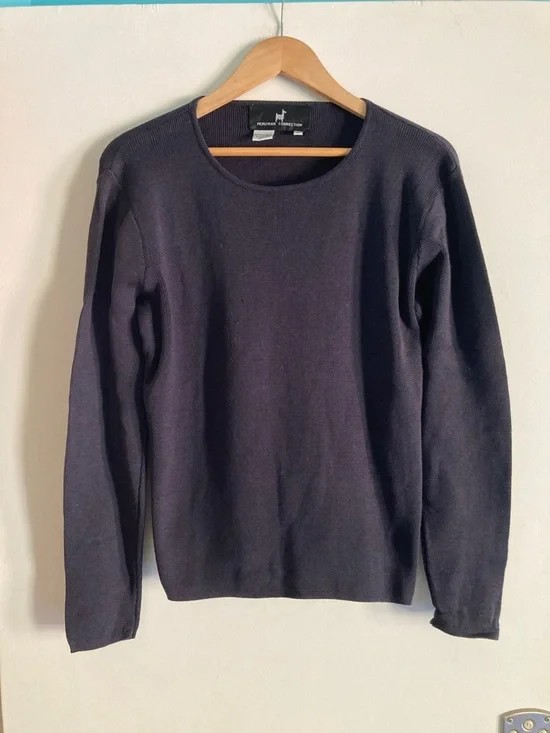 Peruvian Connection Womens Size Large Cotton Knit Dark Navy Blue Sweater - Picture 1 of 8